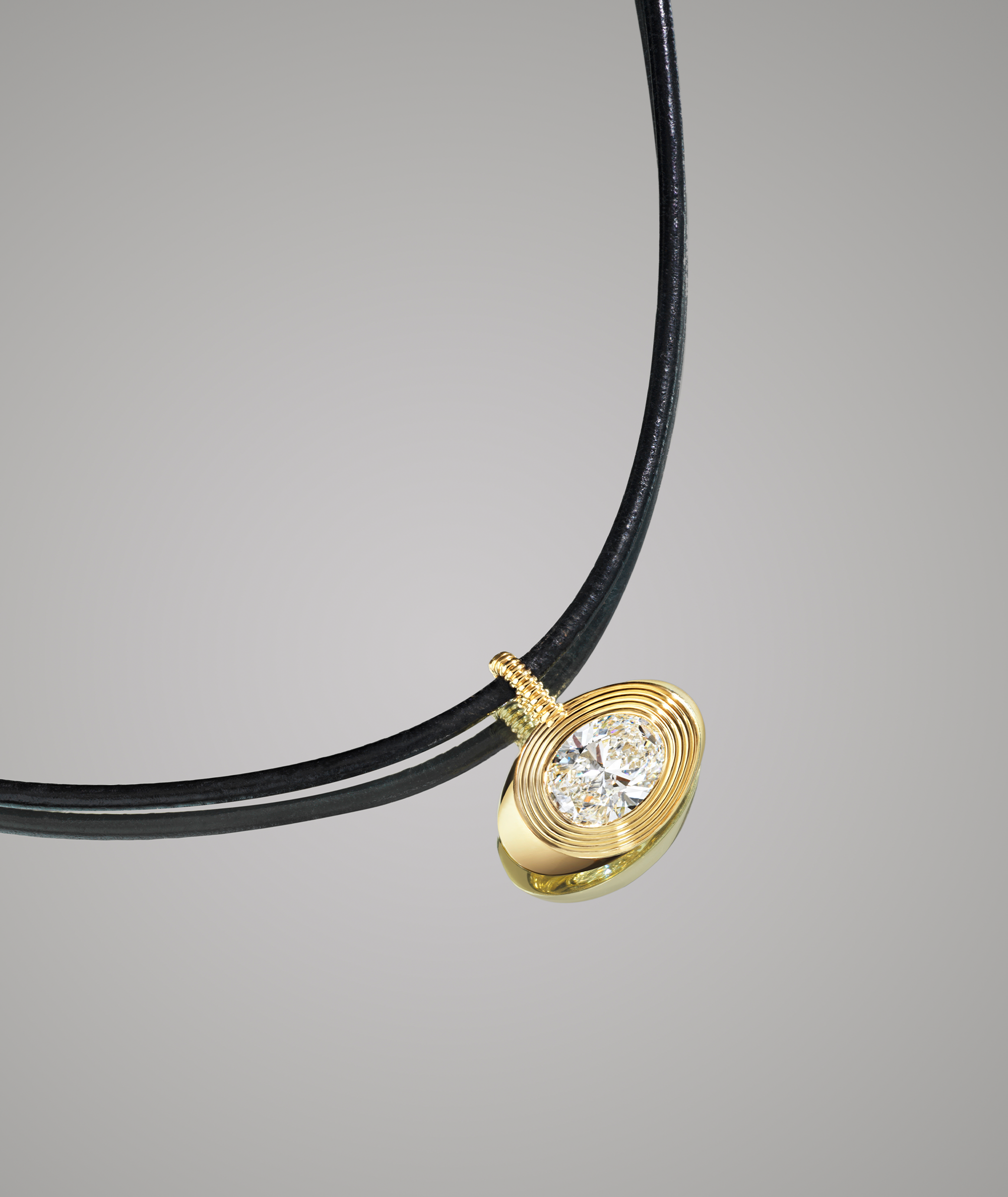 Delta Oval Pendant & Leather Collar