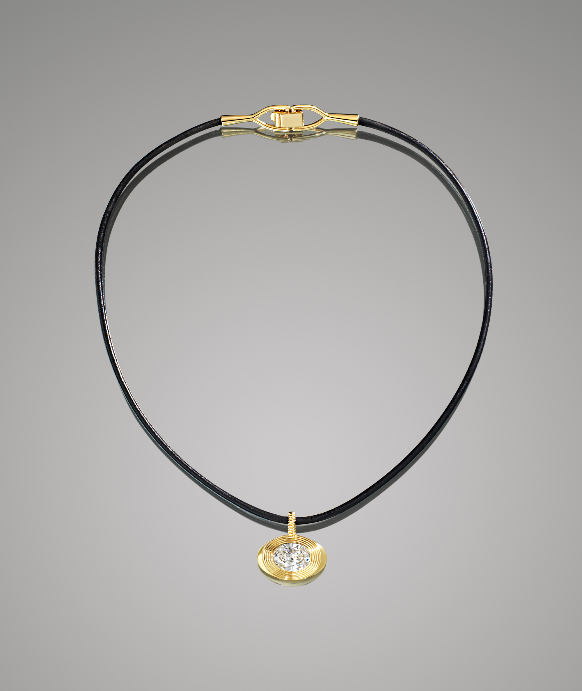 Delta Oval Pendant & Leather Collar